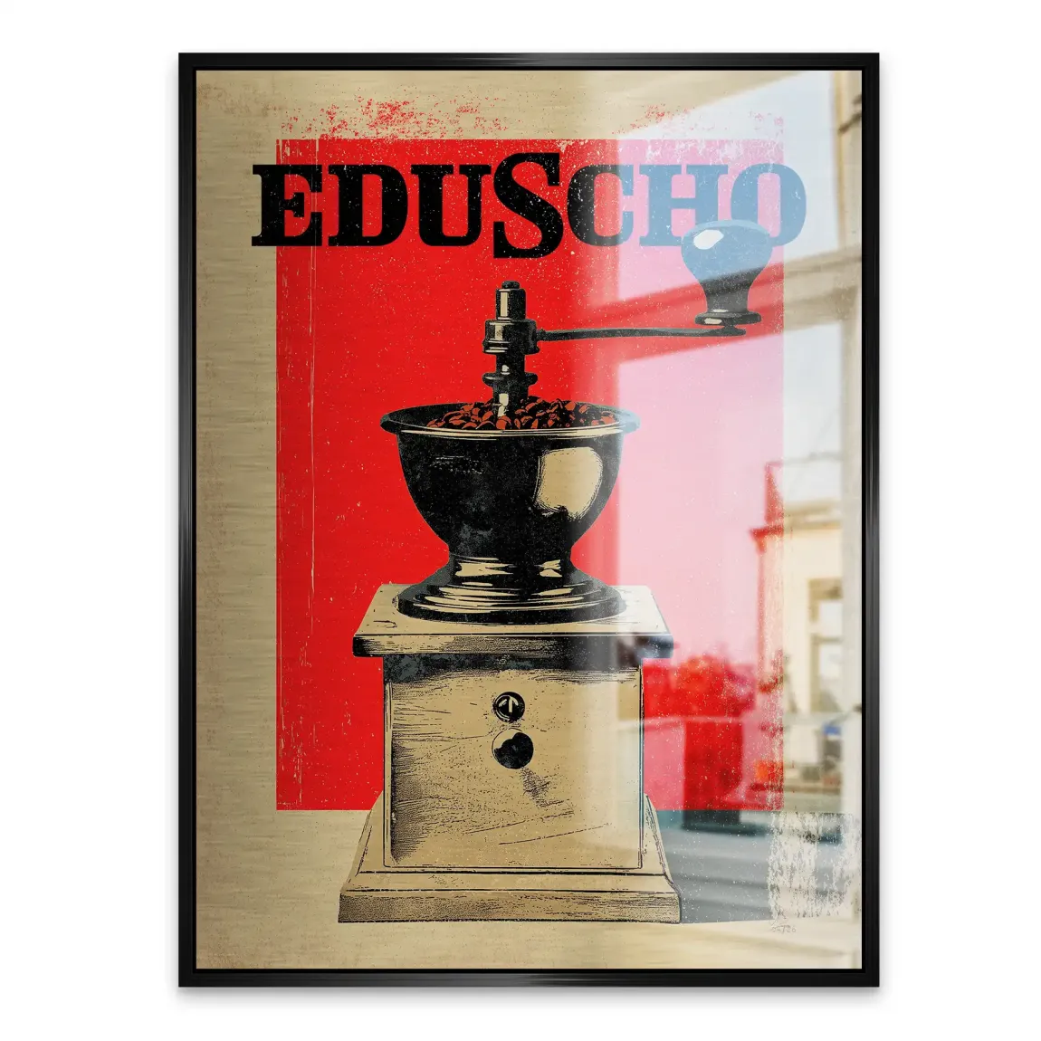 Eduscho Kaffeemühle Aluminiumbild gebürstet