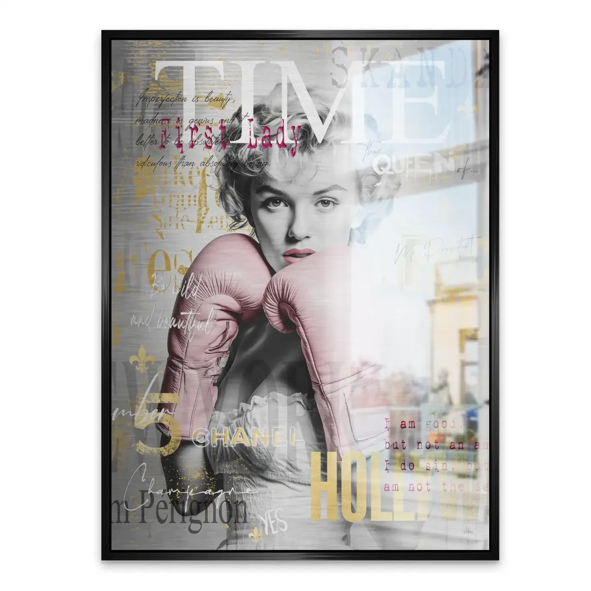Marilyn Monroe Champ Pop Art Alu Gebürstet Bild