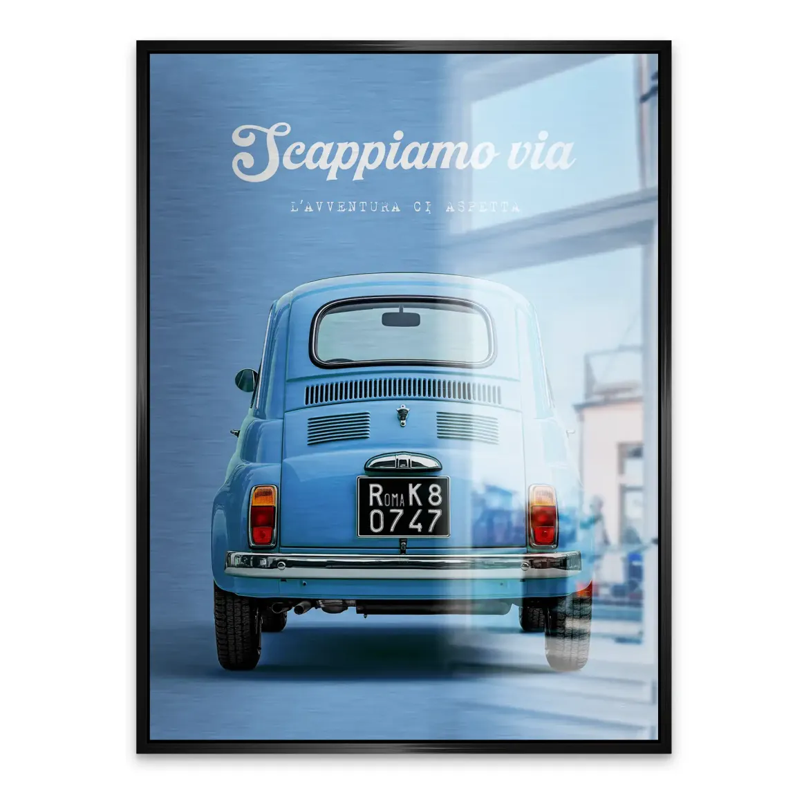 Fiat 500 Azzurro Aluminiumbild gebürstet