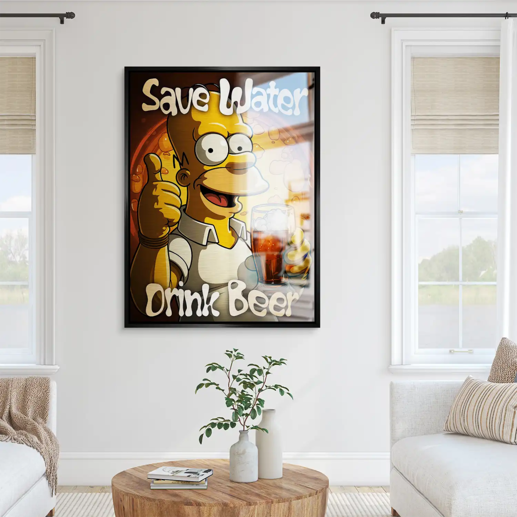 Homer Drink Beer Aludibond Gebürstet INGALERIE