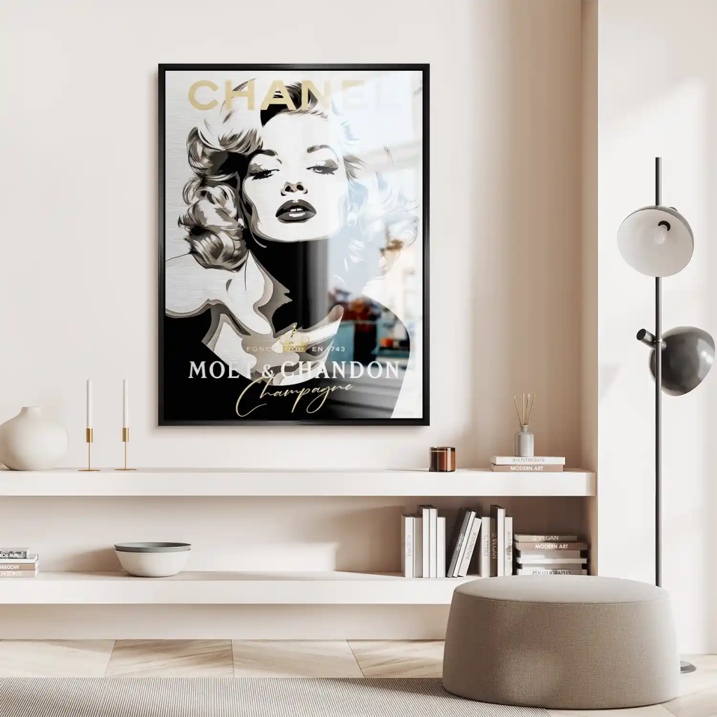 Marilyn Monroe Champagner Pop Art Aludibond Brush Bild INGALERIE