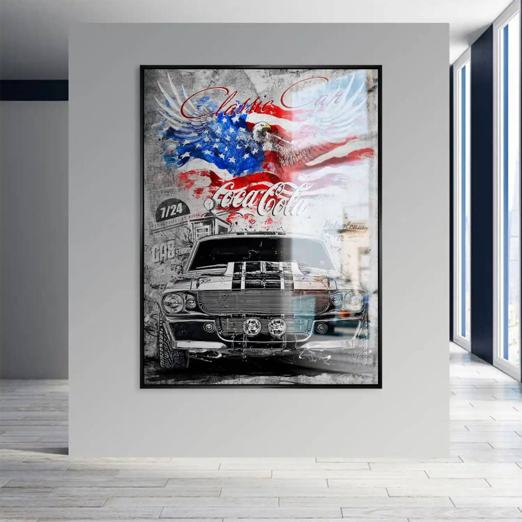 Ford Mustang Pop Art Modern Style Alu Gebürstet INGALERIE