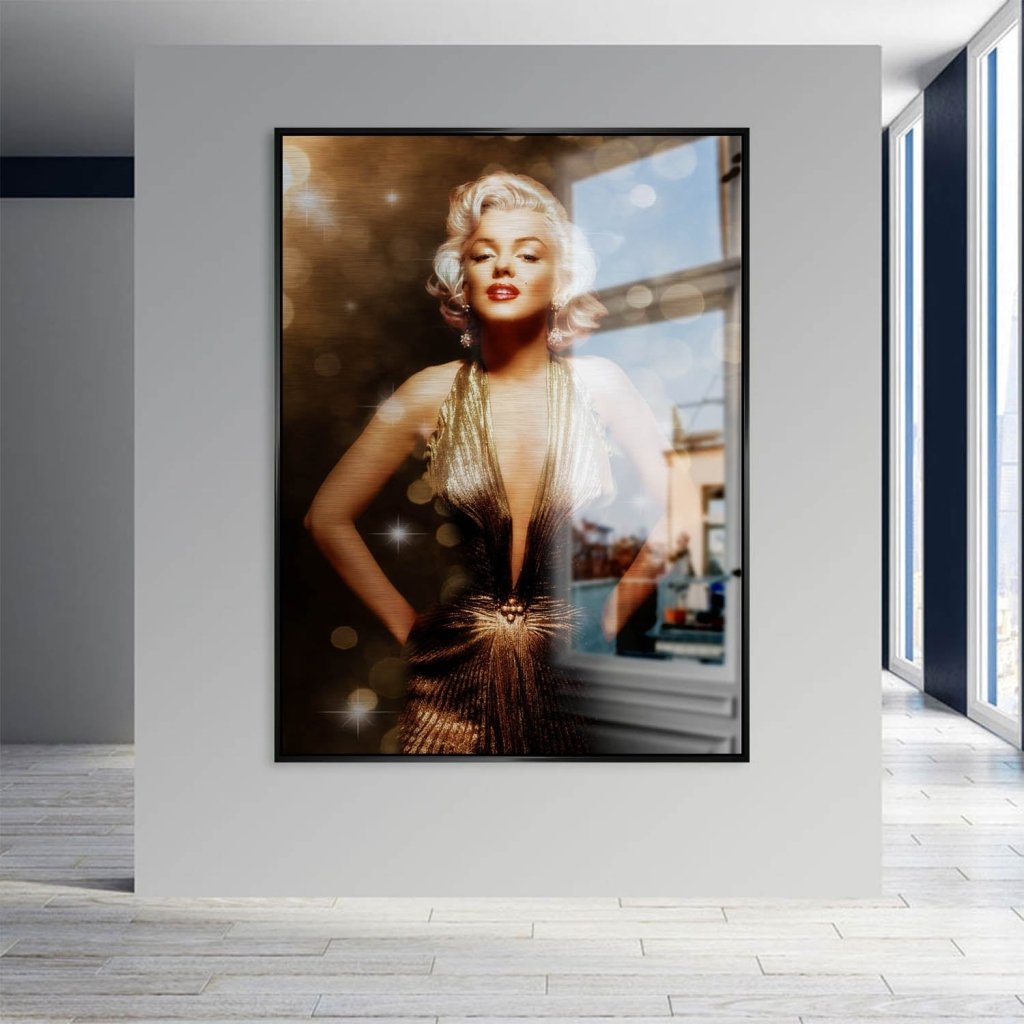 Marilyn Monroe Gold Style Alu Gebürstet Bild INGALERIE