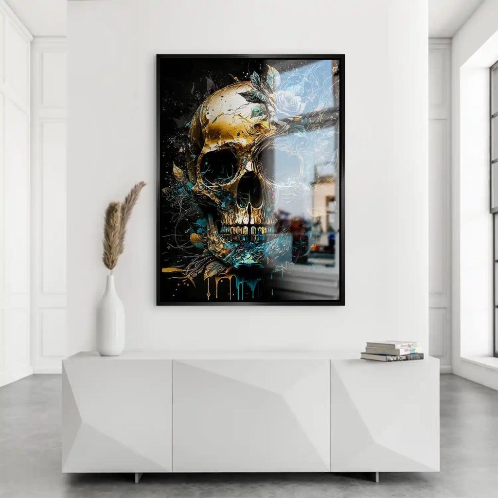 Totenkopf Gold Style Alu Dibond Gebürstet INGALERIE