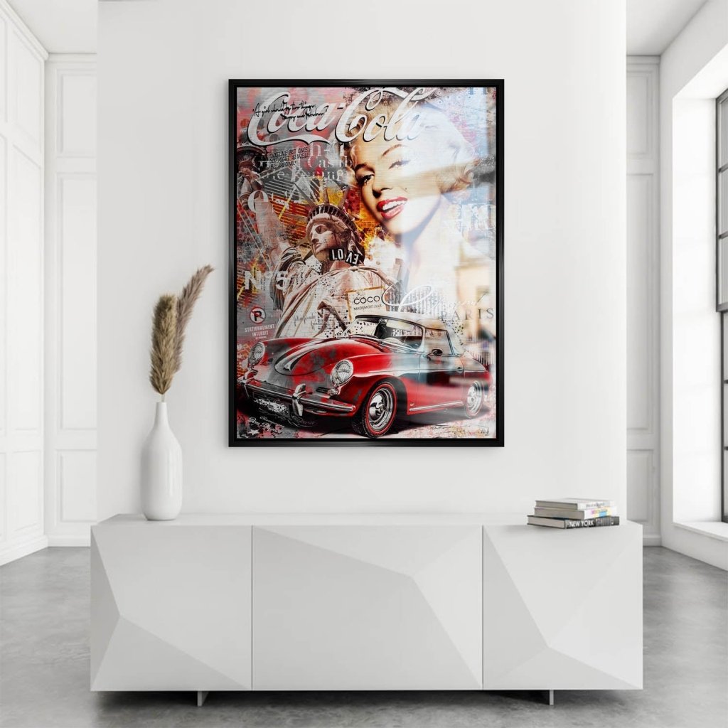 Marilyn Monroe Porsche Pop Art Aludibond Brush Bild INGALERIE