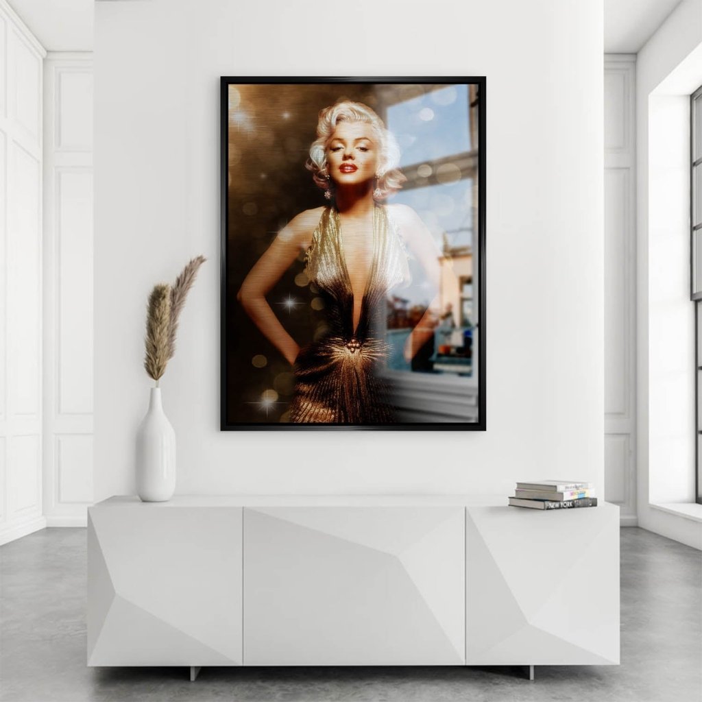 Marilyn Monroe Gold Style Alu Gebürstet Bild INGALERIE