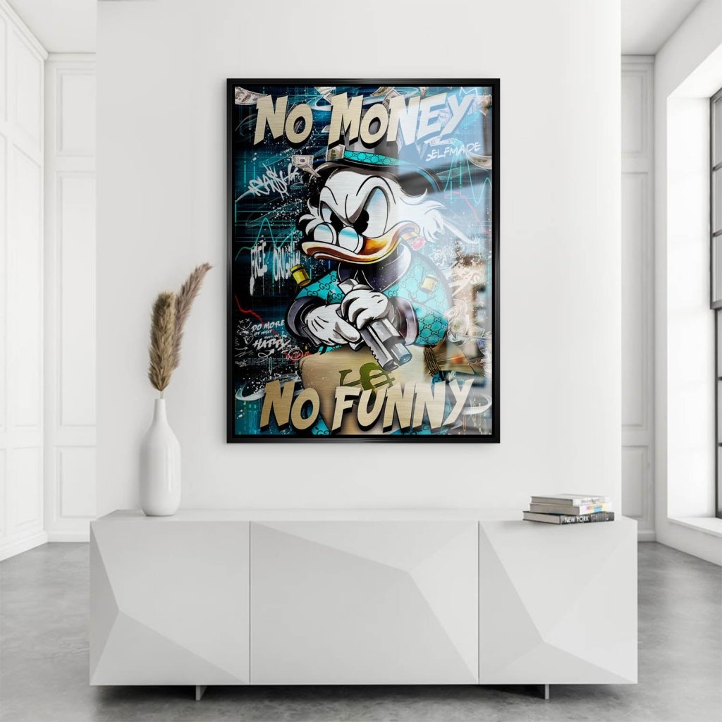 Dagobert Duck No Funny Pop Art Aludibond Brush Bild INGALERIE