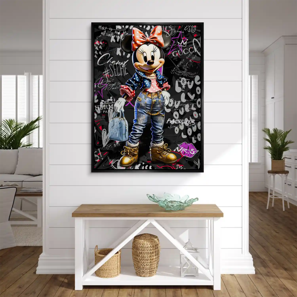 Minnie Maus Comic Street Art Aludibond Brush Bild INGALERIE