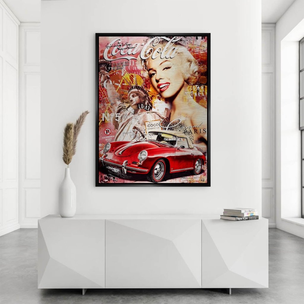 Marilyn Monroe Speedster Pop Art Aludibond Brush Bild INGALERIE