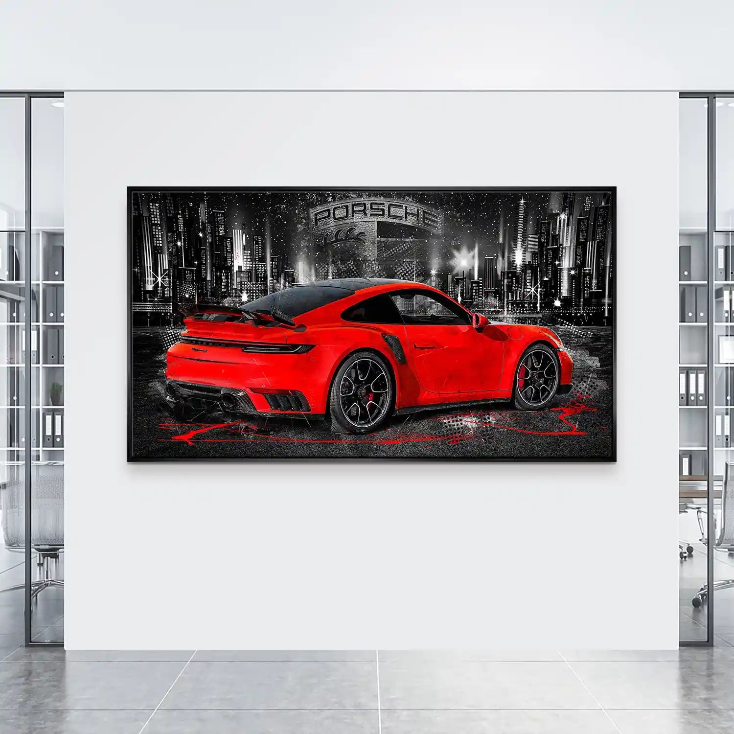 Porsche 911 Turbo Abstrakt Rot Leinwand Bild INGALERIE