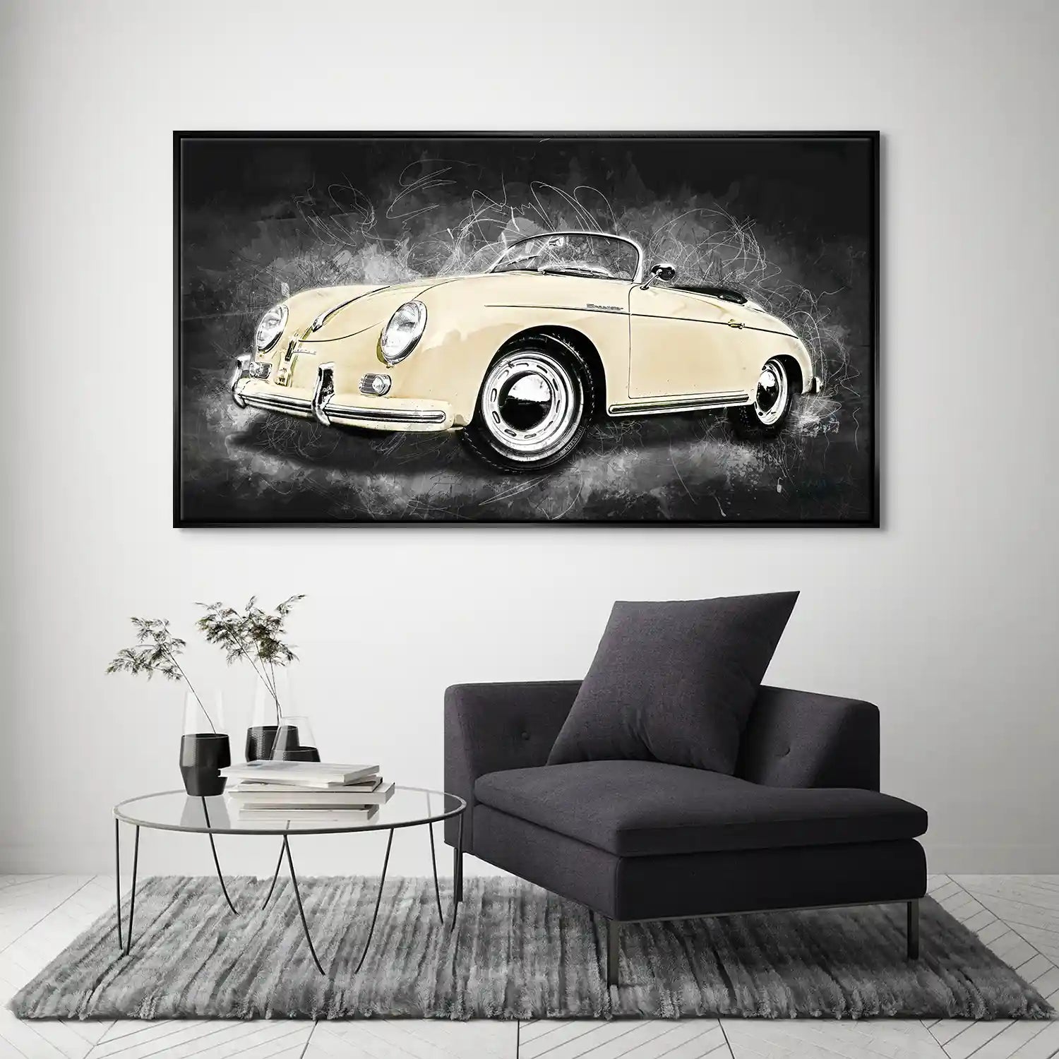 Retro Porsche Speedster Abstrakt Style Leinwand Bild INGALERIE