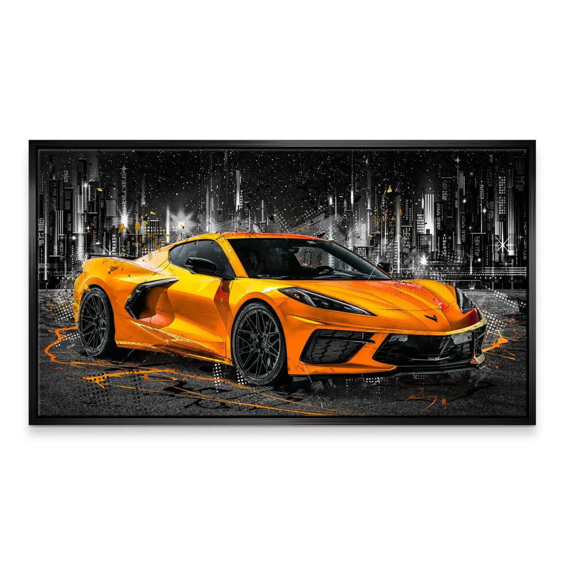 Corvette C8 Abstrak Orange Style Leinwand Bild INGALERIE