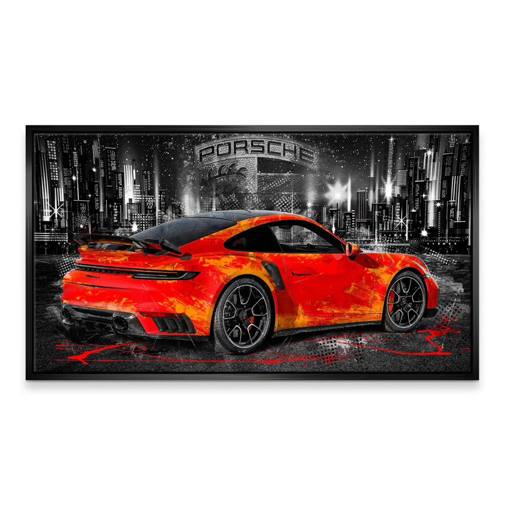 Porsche 911 Turbo Abstrakt Orange Leinwand Bild INGALERIE