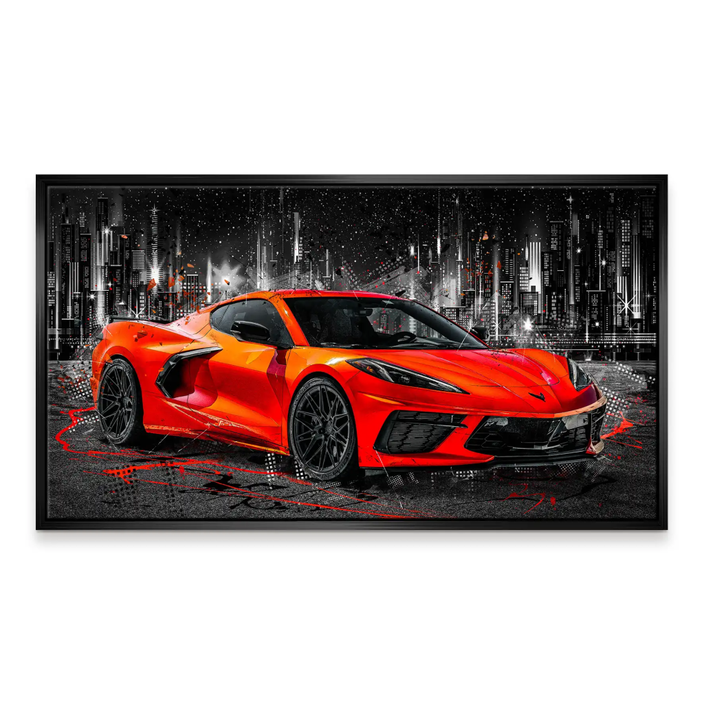 Corvette C8 Abstrakt Rot Leinwand Bild INGALERIE