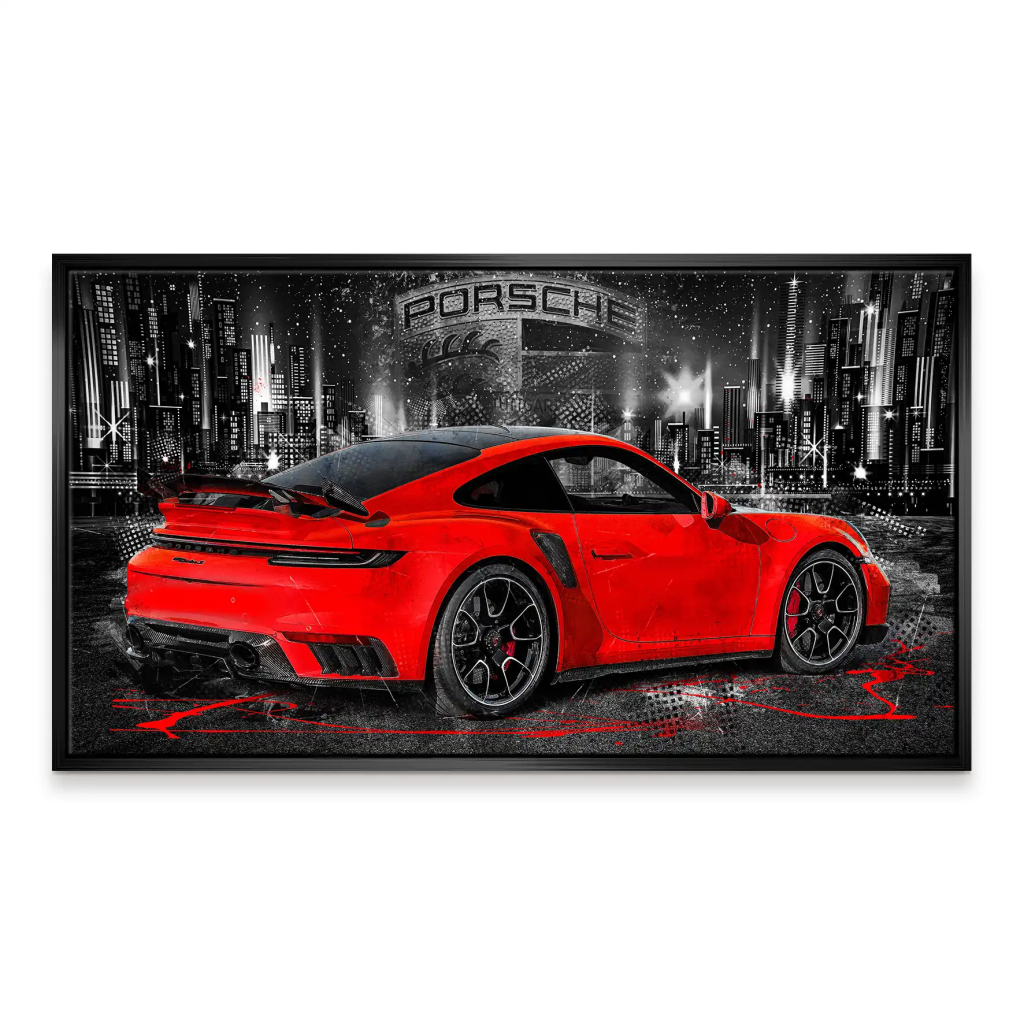 Porsche 911 Turbo Abstrakt Rot Leinwand Bild INGALERIE