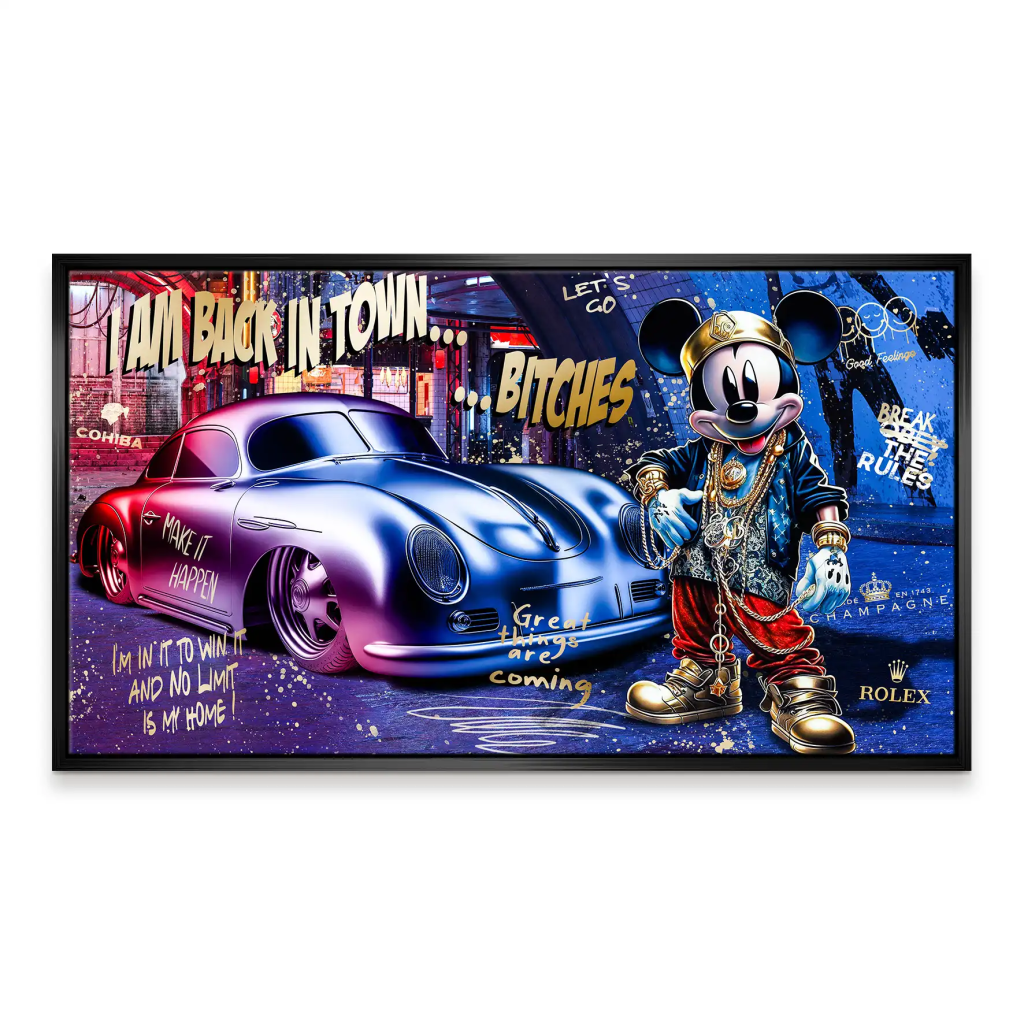 Micky Porsche 356 Pop Art Style Leinwand Bild INGALERIE