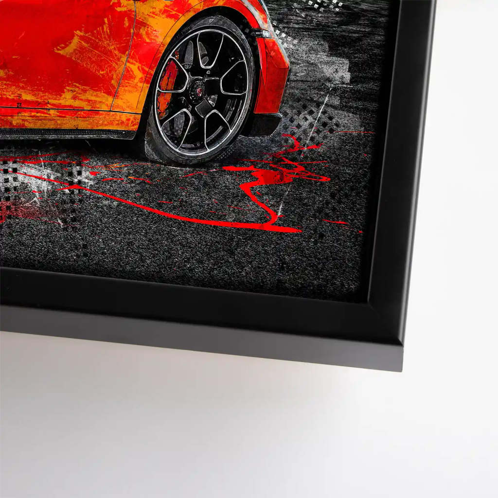 Porsche 911 Turbo Abstrakt Orange Leinwand Bild INGALERIE