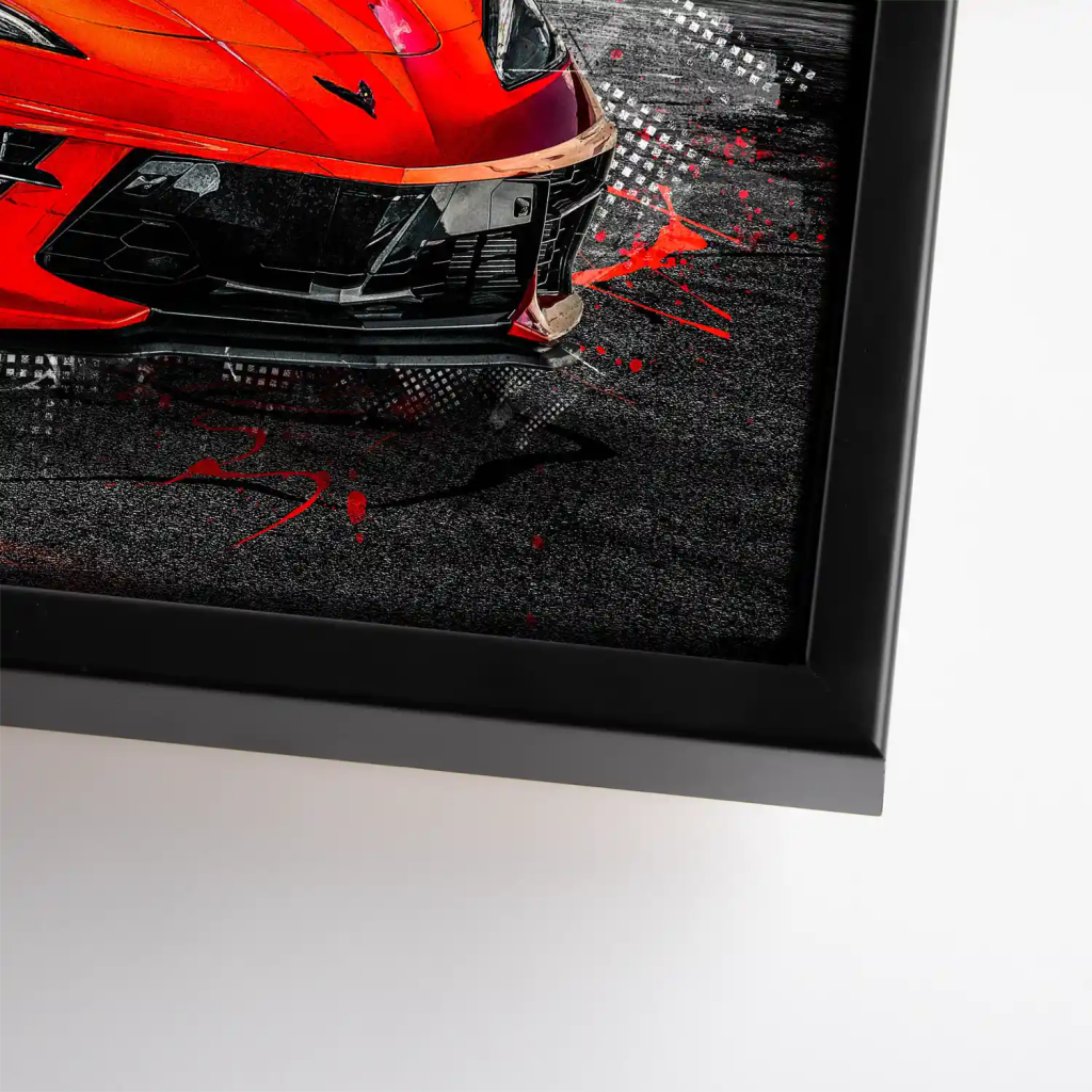 Corvette C8 Abstrakt Rot Leinwand Bild INGALERIE