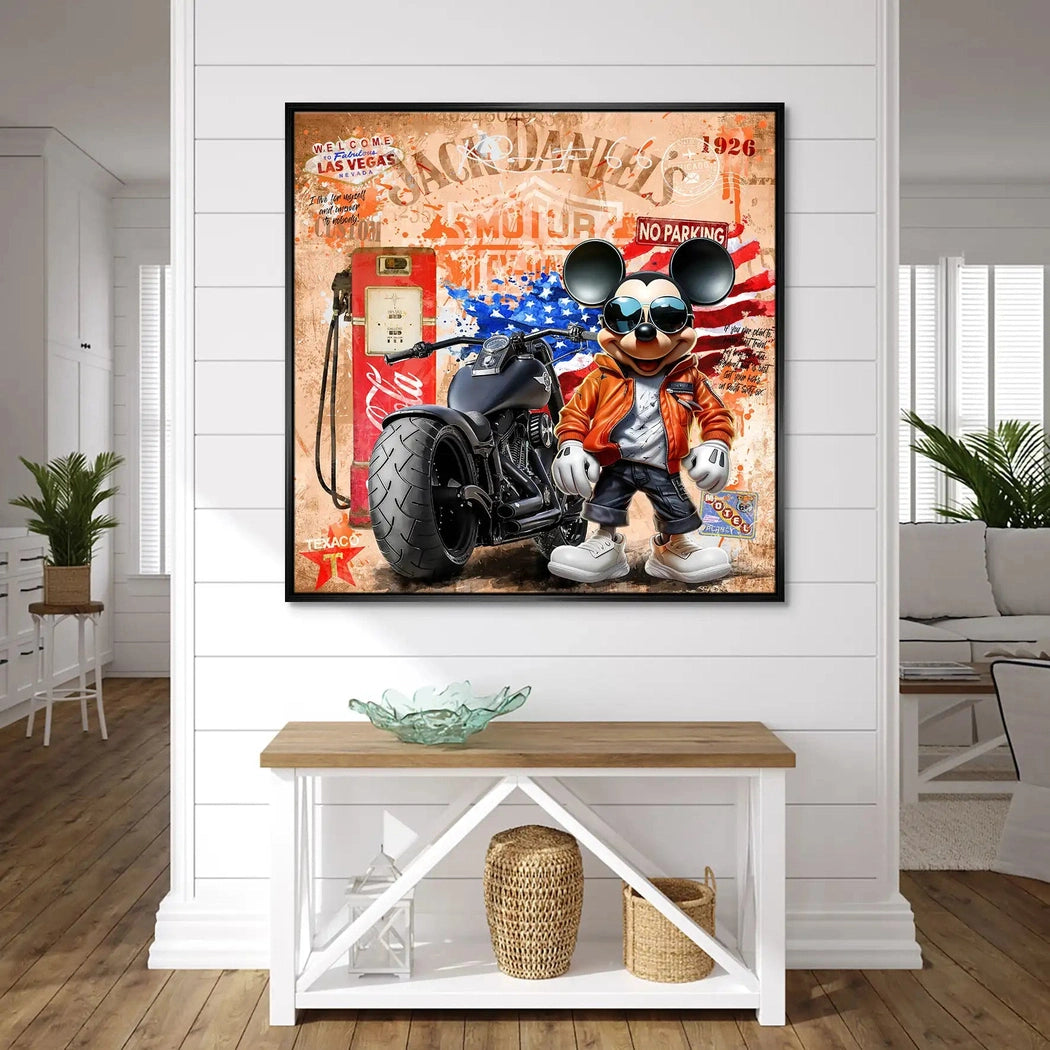 Harley Micky Maus Pop Art Nr.2 Leinwand Bild INGALERIE