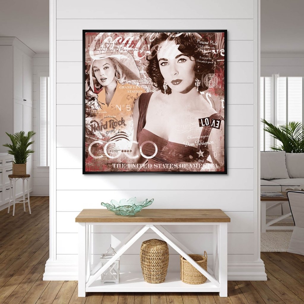 Marilyn & Liz Pop Art Retro Style Leinwand Bild INGALERIE