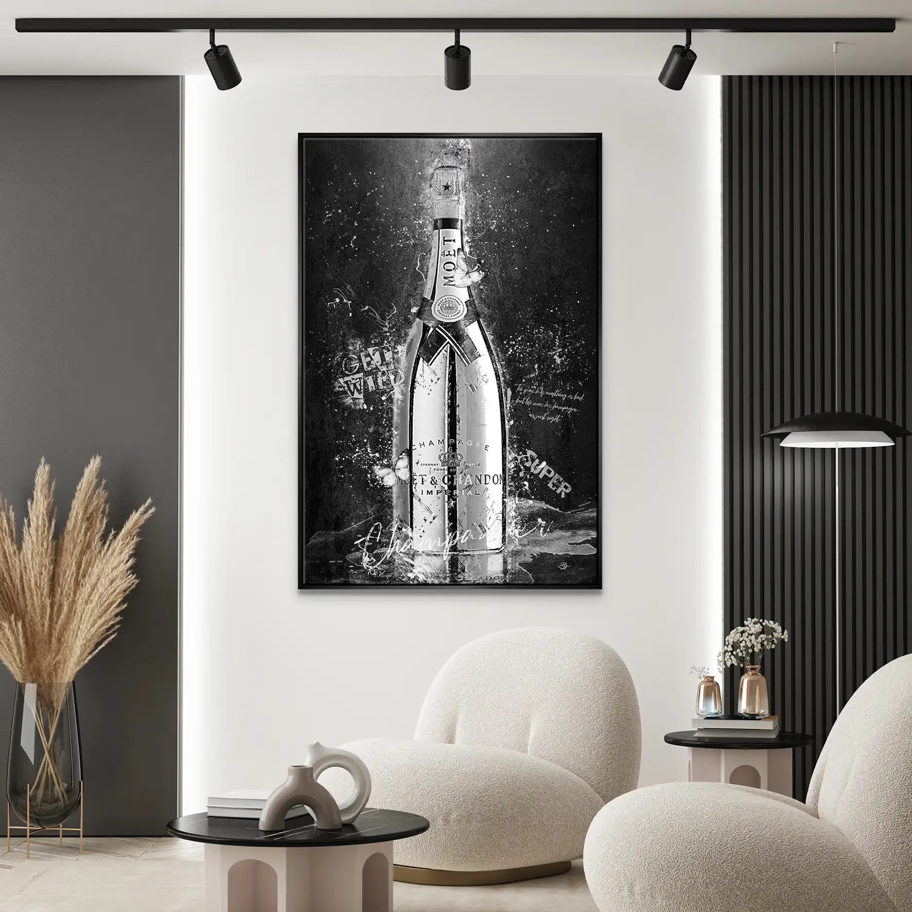 Champagner Black & White Leinwand Bild INGALERIE