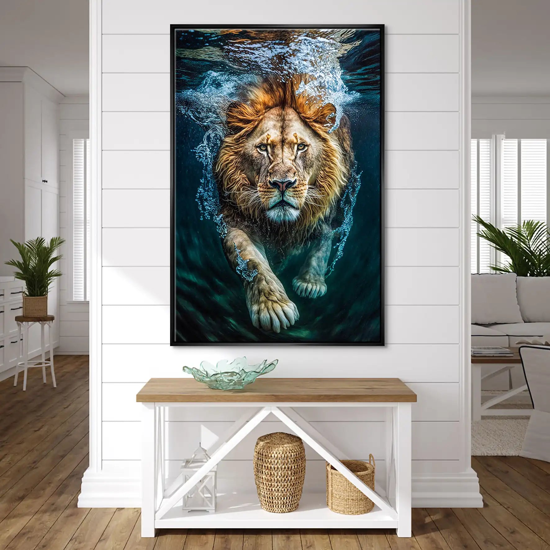 Diving Lion Leinwand Bild INGALERIE