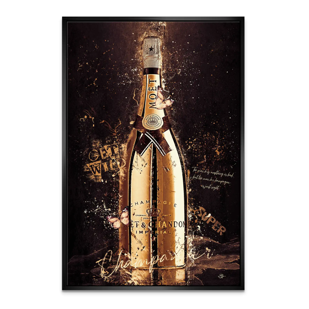 Champagner Retro Style Leinwand Bild INGALERIE