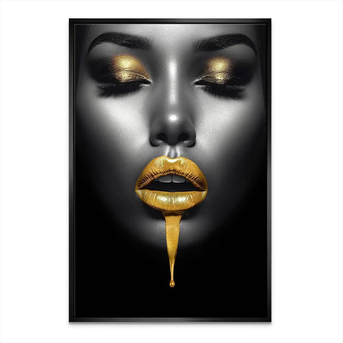 Gold Lips Beauty Leinwand Bild INGALERIE