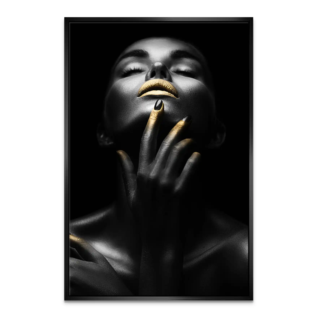 Erotische Frau Mit Goldenen Lippen Leinwand Bild INGALERIE