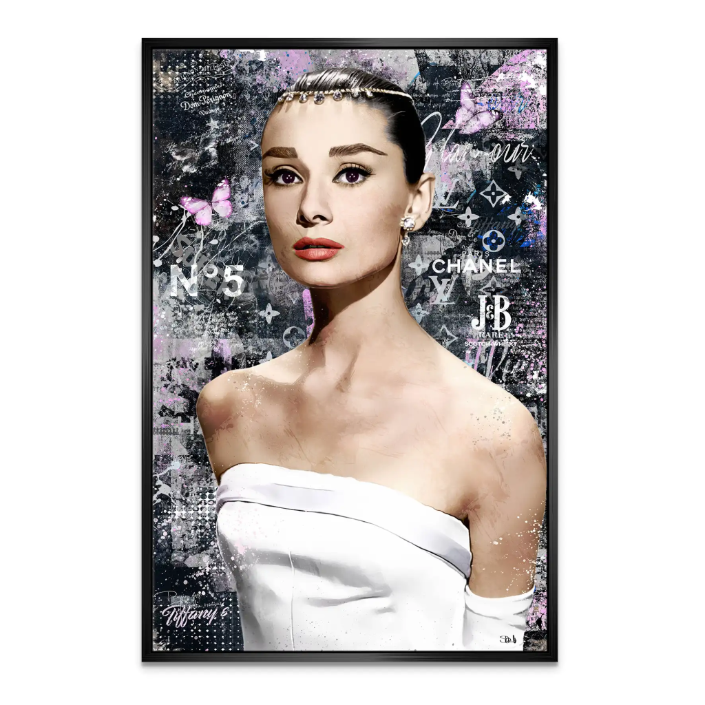 Audrey Hepburn Black Pop Art Leinwand Bild INGALERIE