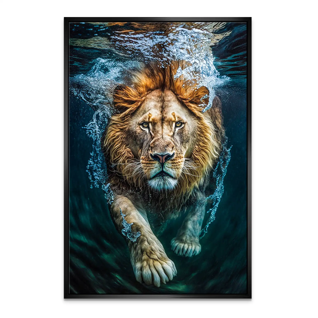 Diving Lion Leinwand Bild INGALERIE