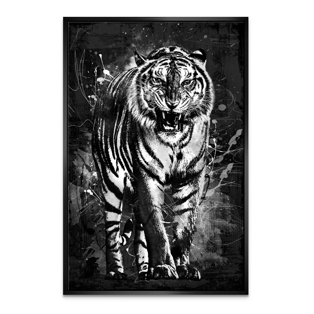 Tiger Abstrakt Black Leinwand Bild INGALERIE