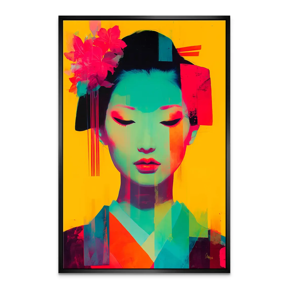 Geisha Neon Pop Leinwand Bild