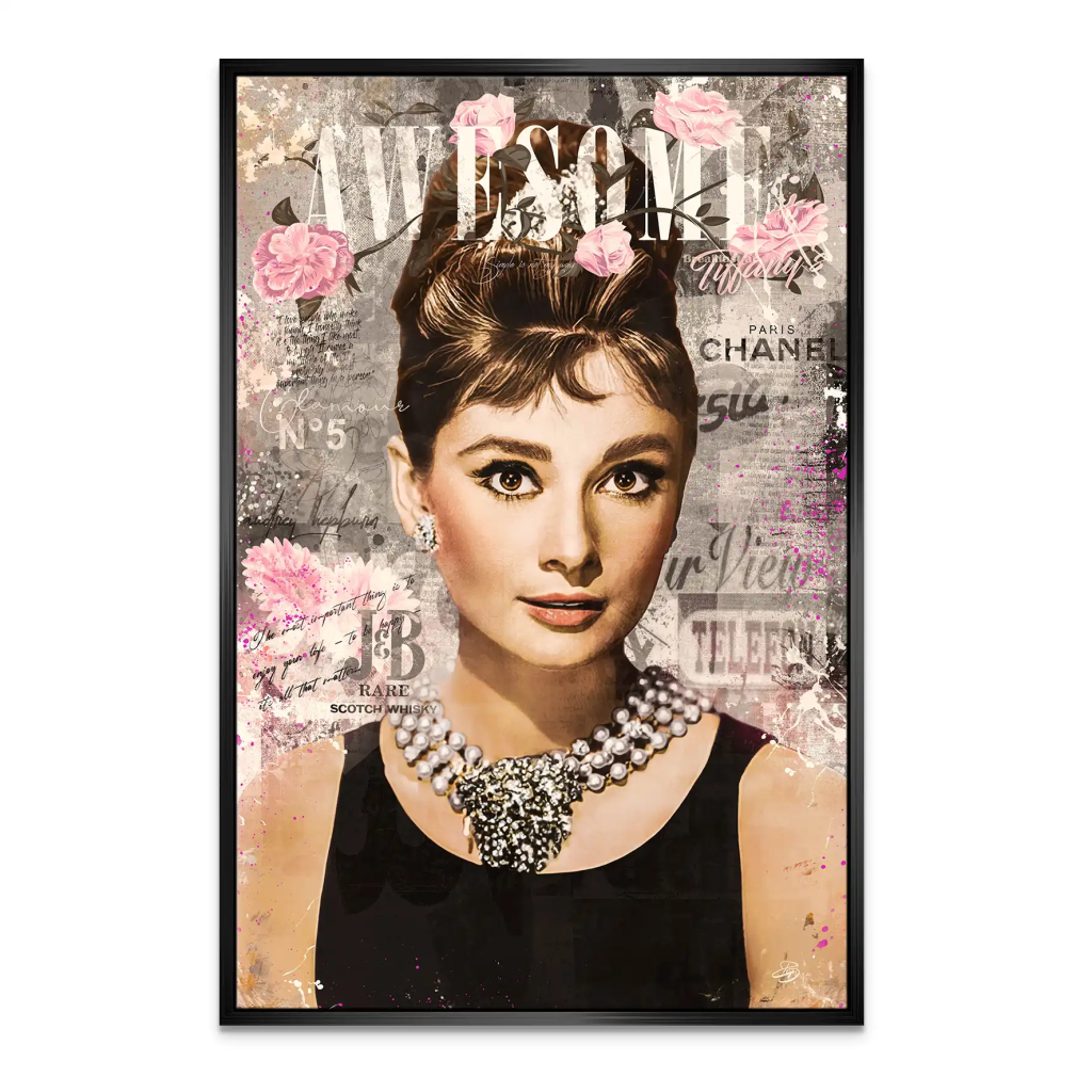 Audrey Hepburn Awesome Retro Pop Art Leinwand Bild INGALERIE