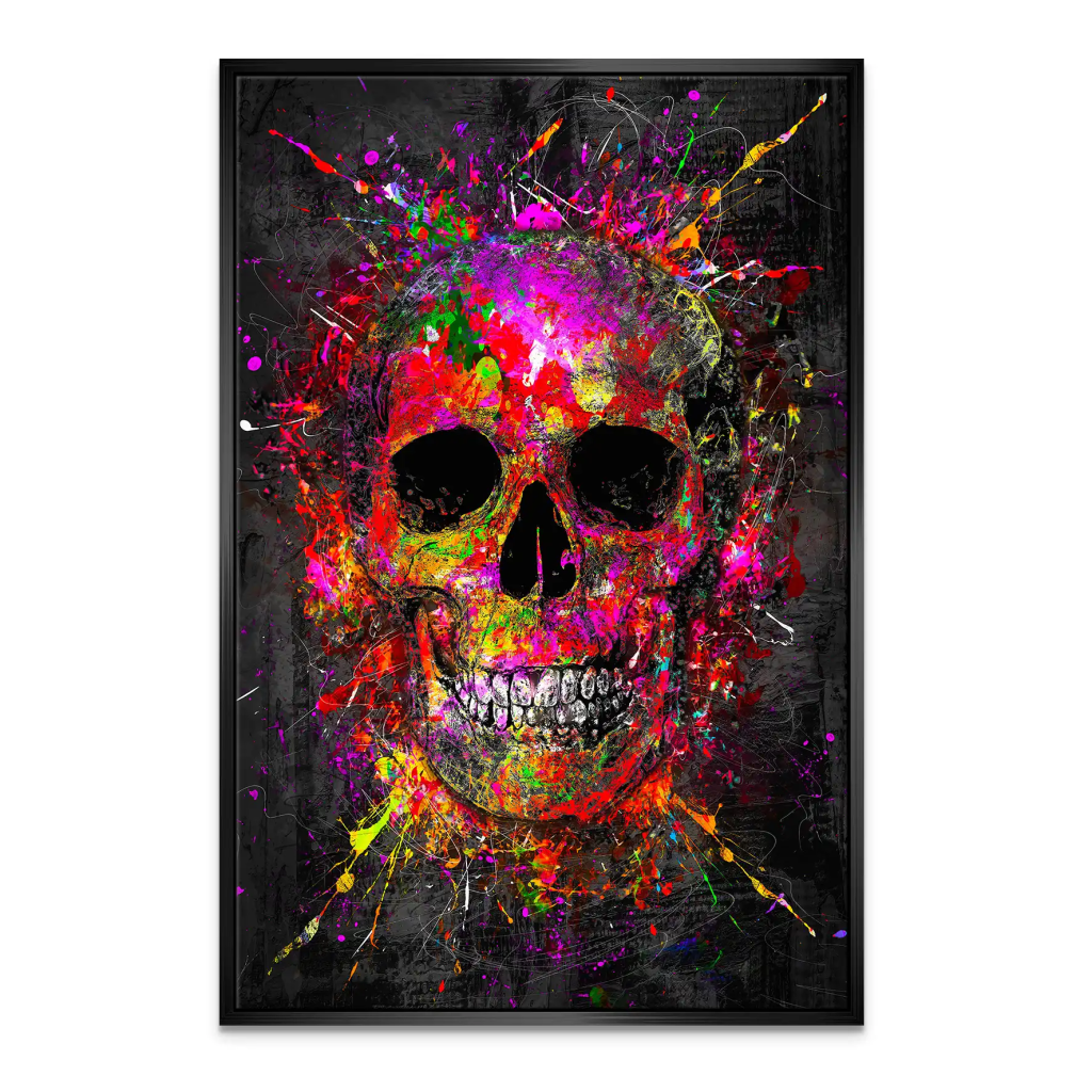 Totenkopf Abstrakt Color Art Leinwand Bild INGALERIE