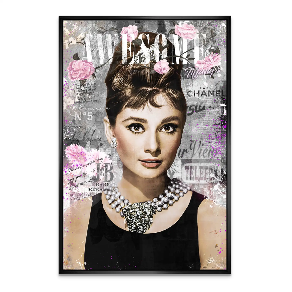 Audrey Hepburn Awesome Pop Art Leinwand Bild INGALERIE