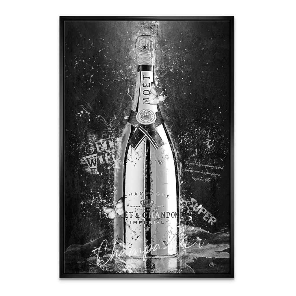 Champagner Black & White Leinwand Bild INGALERIE