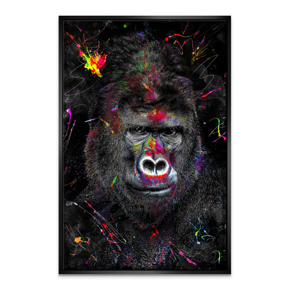 Gorilla Abstrakt Color Style Leinwand Bild INGALERIE