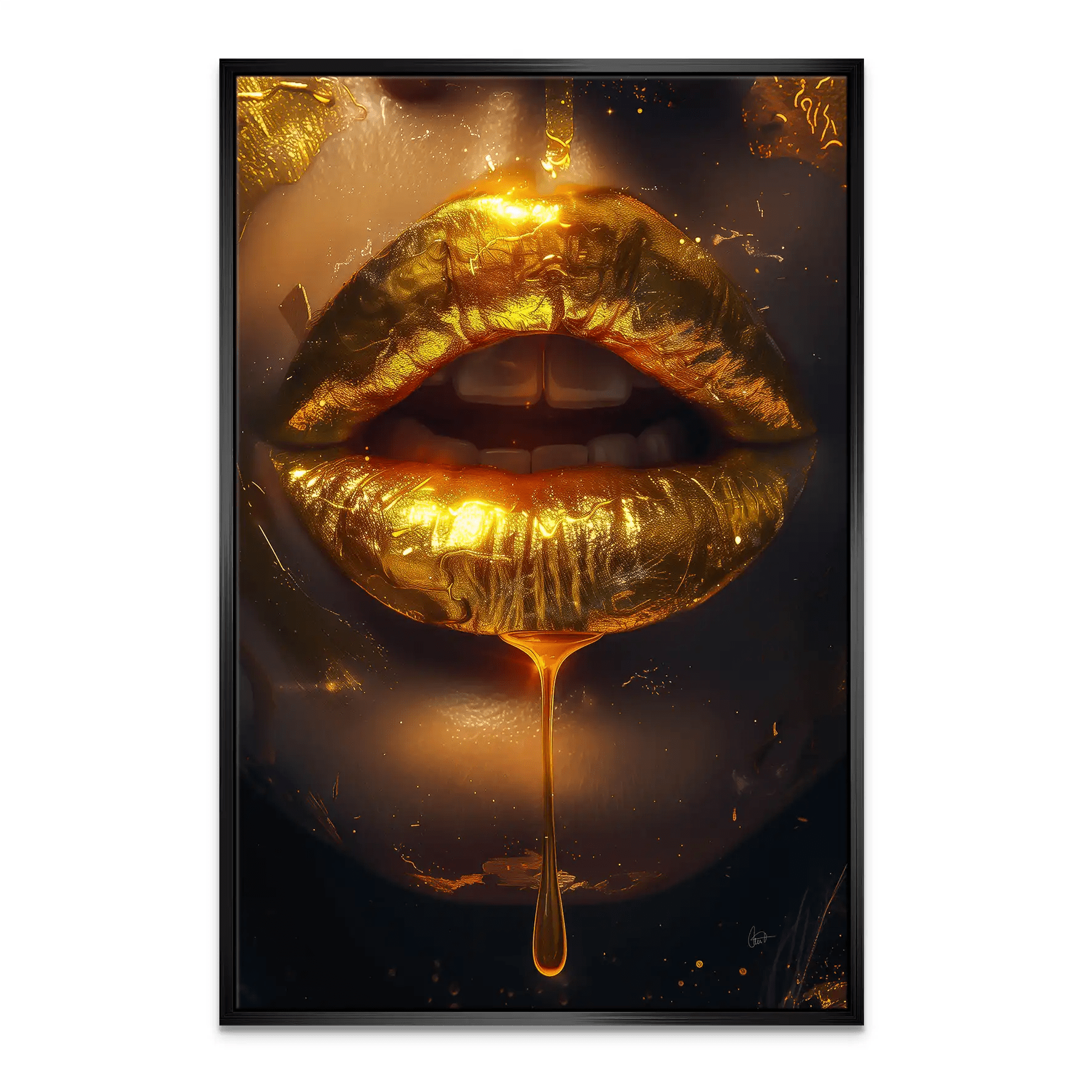 Sweet Gold Lips Leinwand Bild INGALERIE