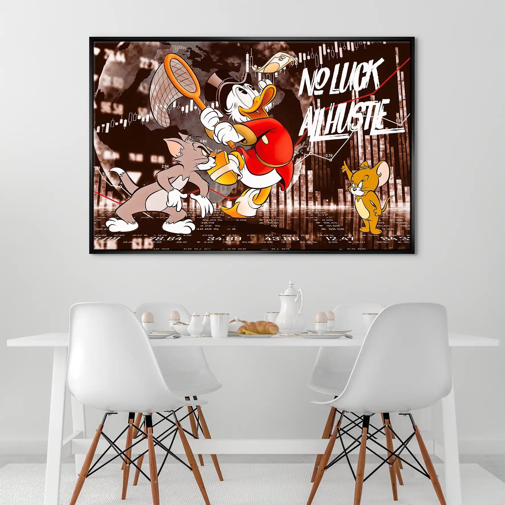 Wallstreet Dagobert All Hustle Retro Leinwand Bild INGALERIE