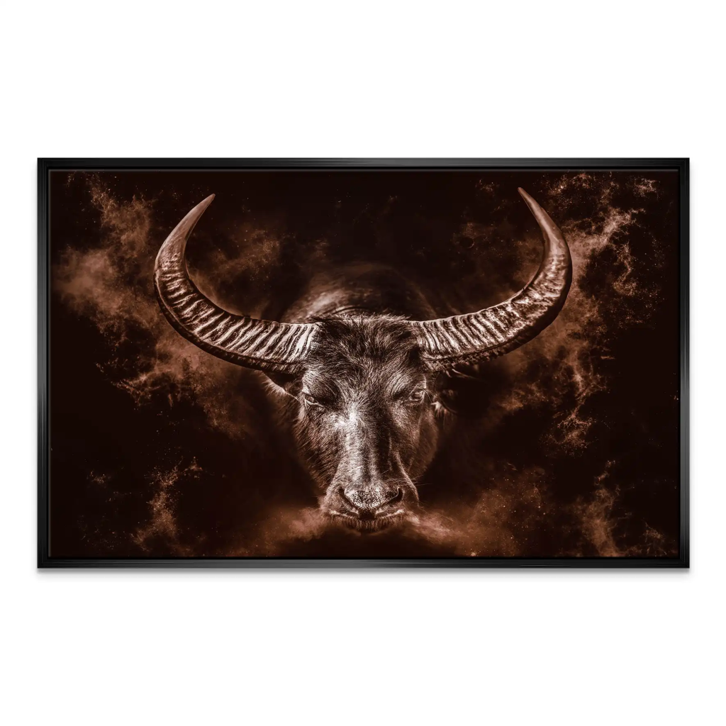 Stier Retro Style Leinwand Bild INGALERIE