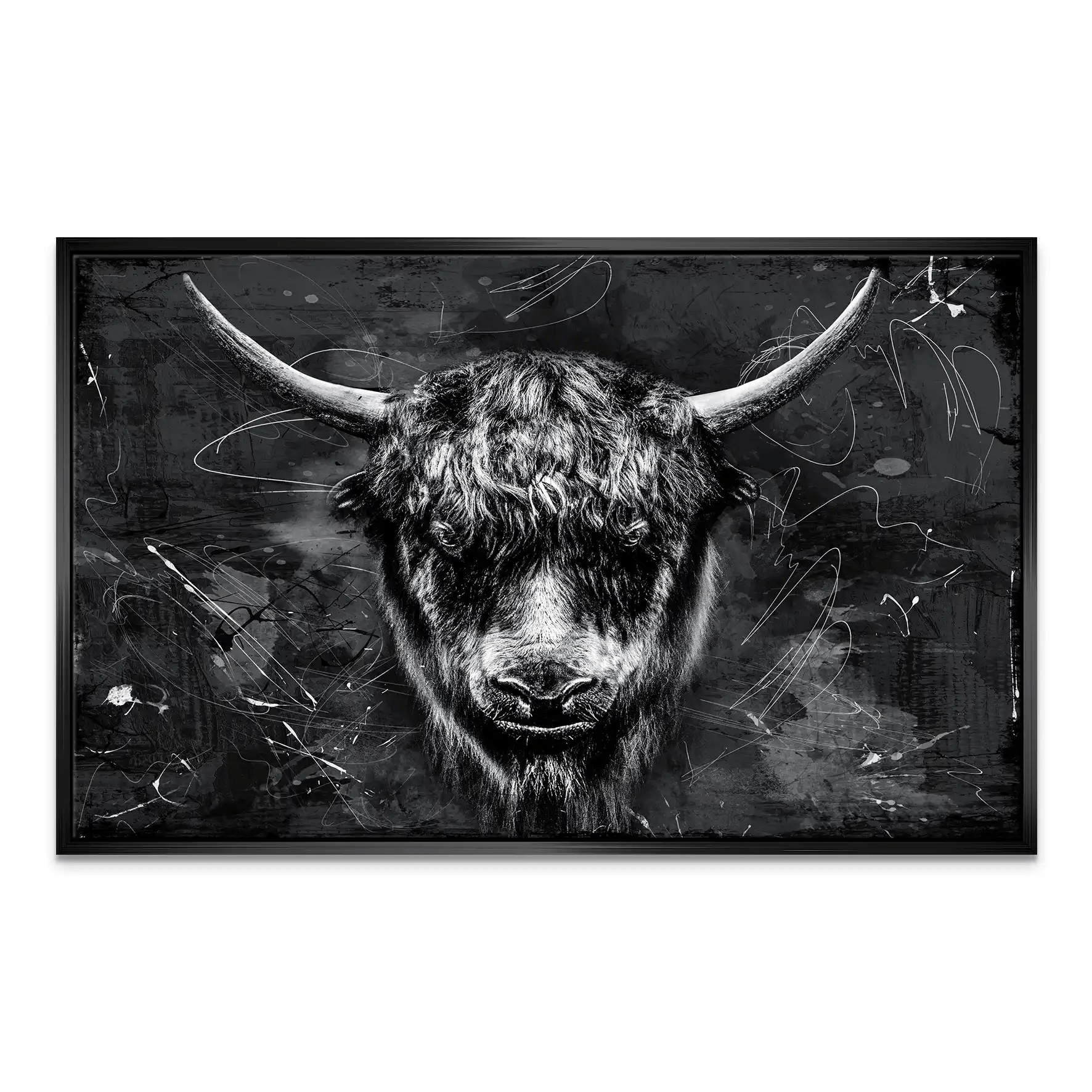 Yak Highland Abstrakt Black Leinwand Bild INGALERIE