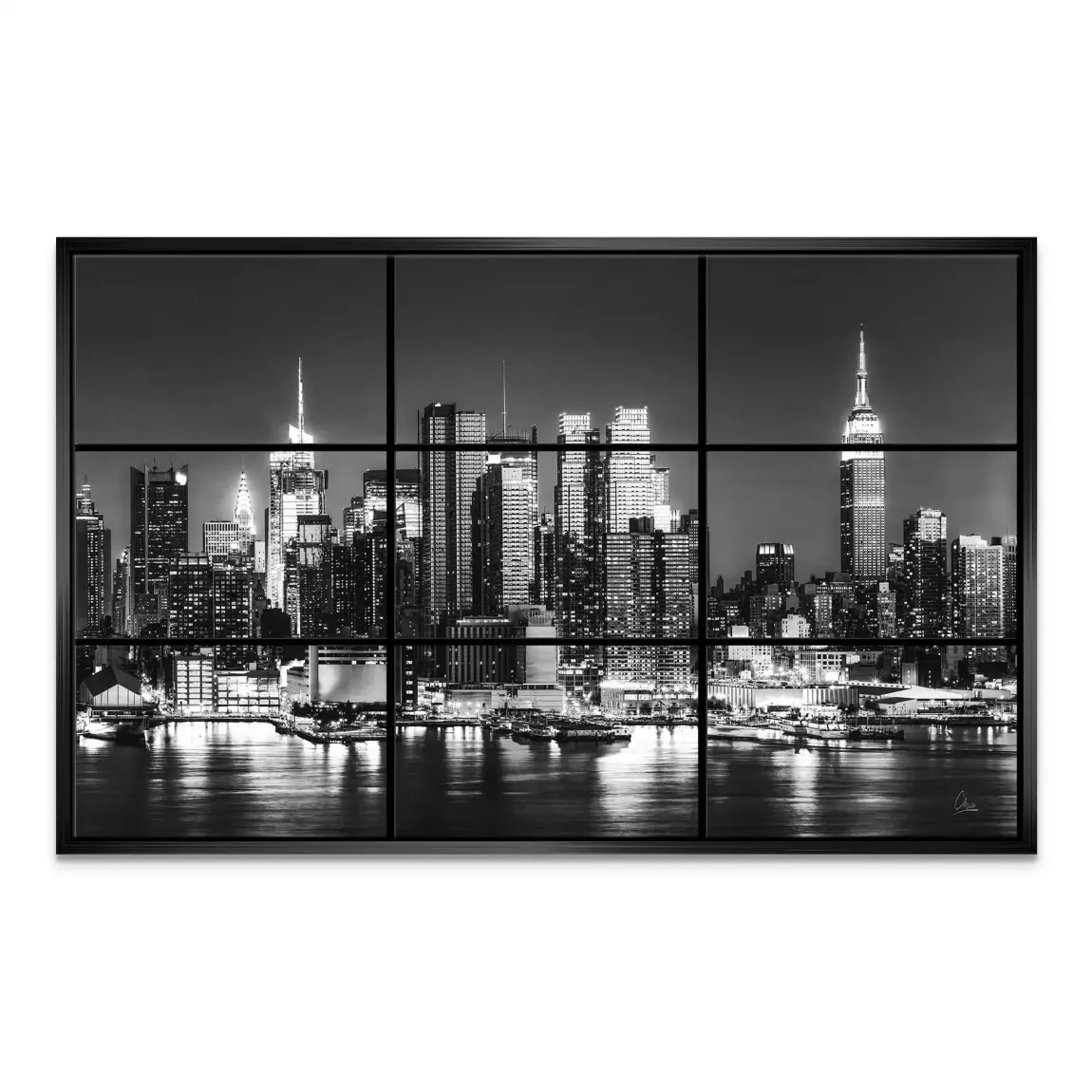New York Black Skyline Leinwand Bild