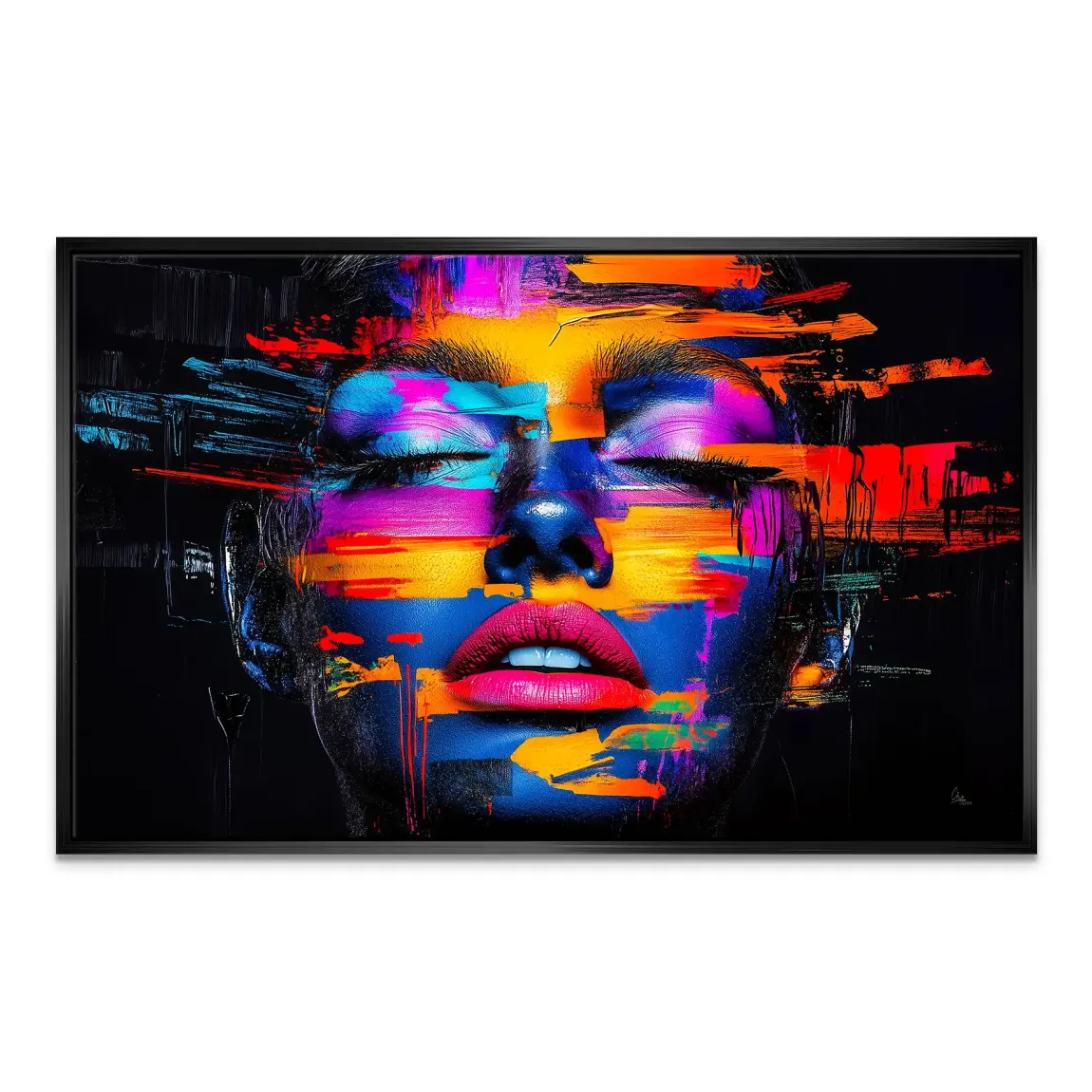 Neon Frauenportrait Leinwand Bild