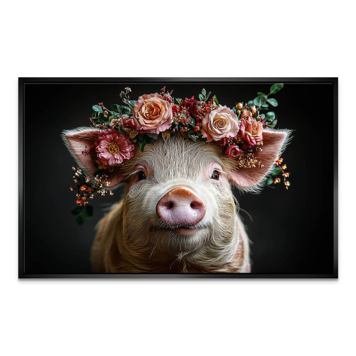 Blüten Schwein Leinwand Bild