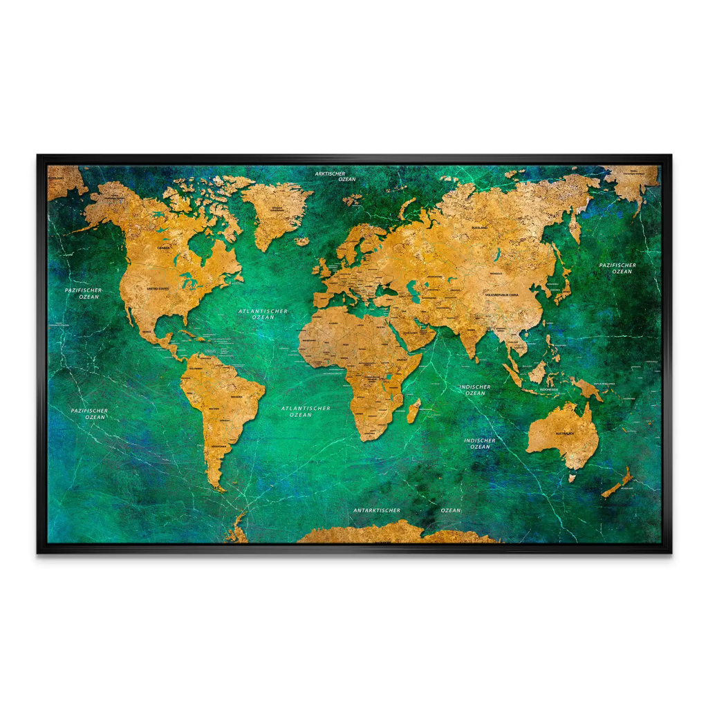 Weltkarte Green Ocean Leinwand Bild INGALERIE