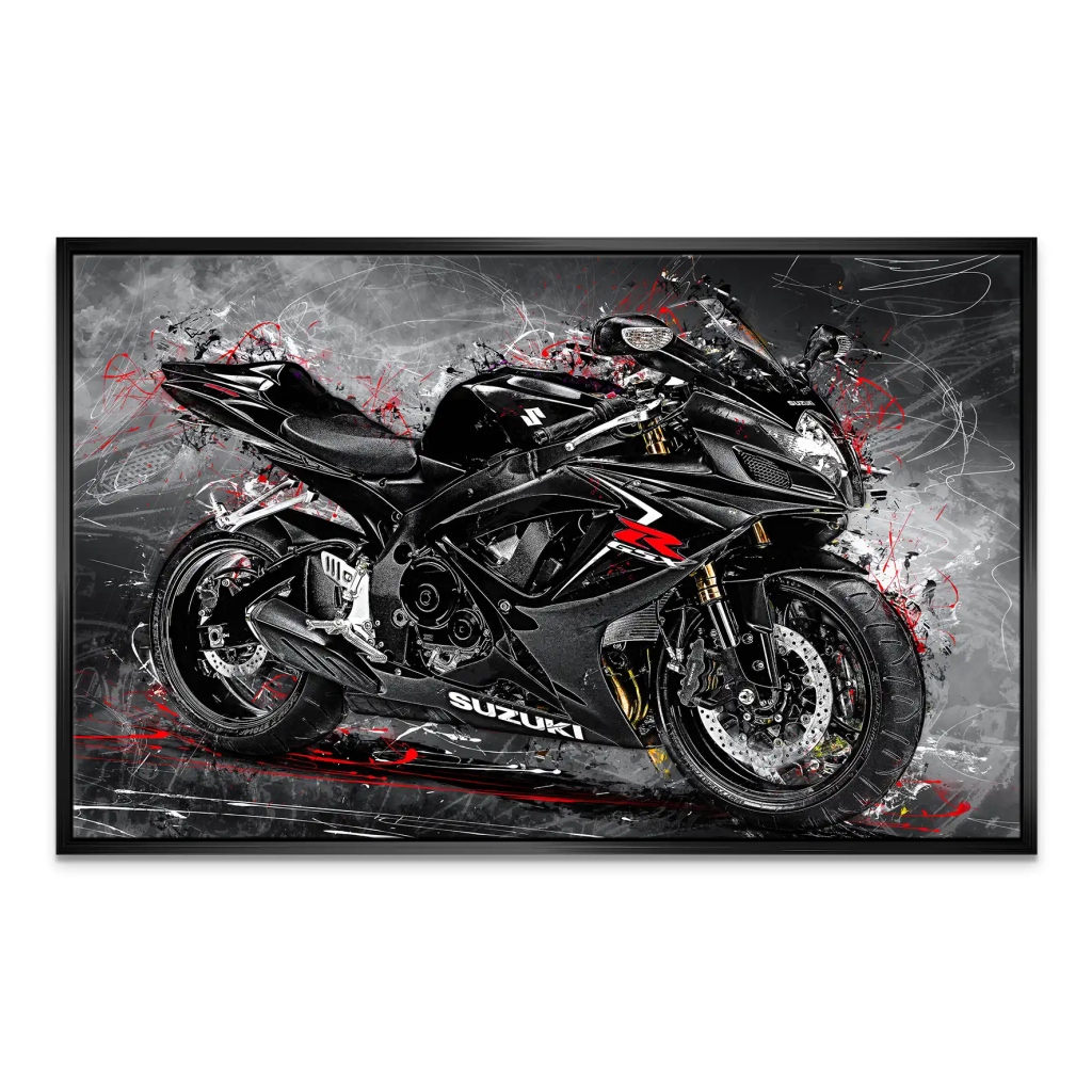 Suzuki GSXR 600 Abstrakt Black Leinwand Bild INGALERIE