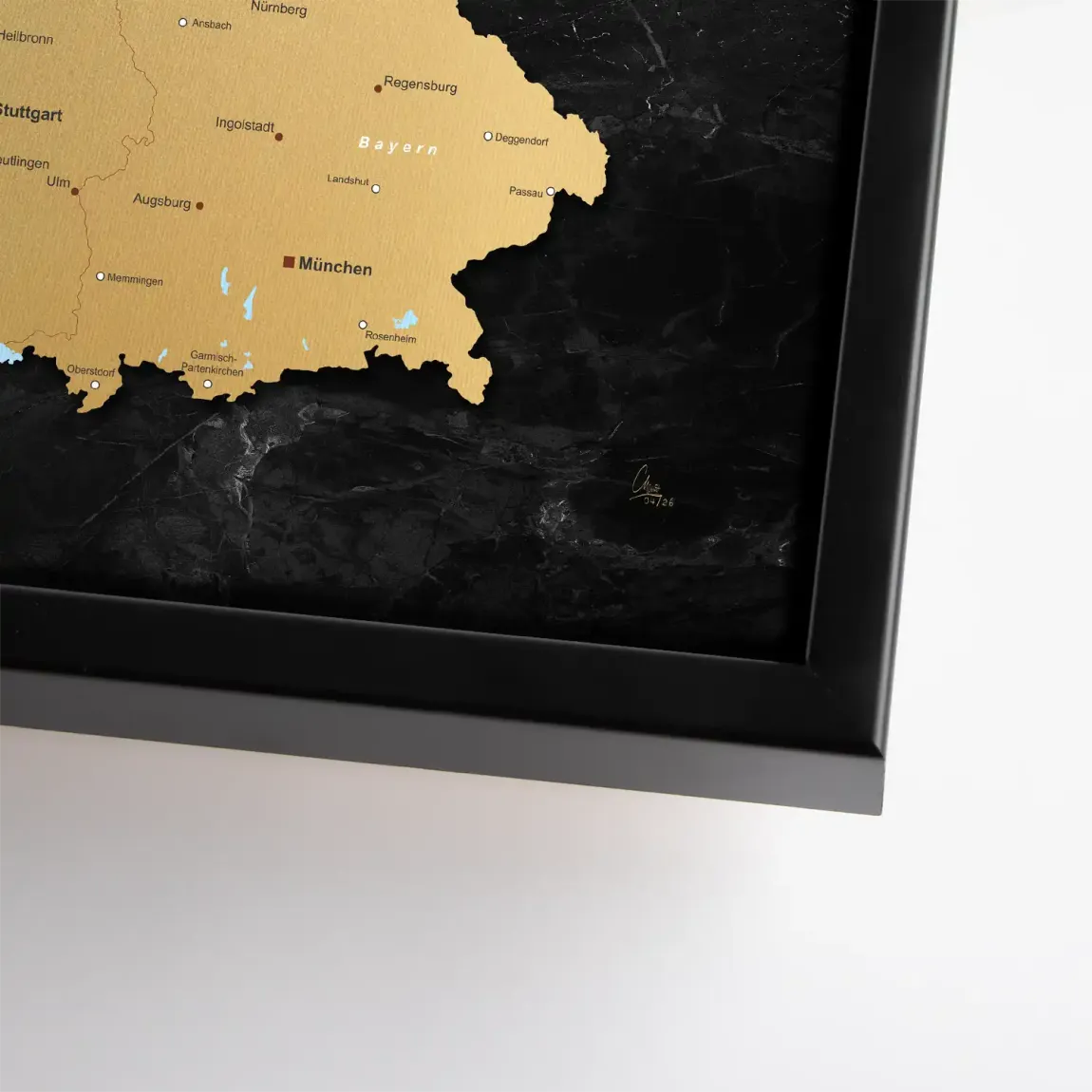 Deutschland Karte Gold Retro Leinwand Bild