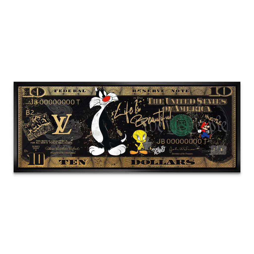 Tweety und Sylvester Black Dollar Leinwand Bild INGALERIE
