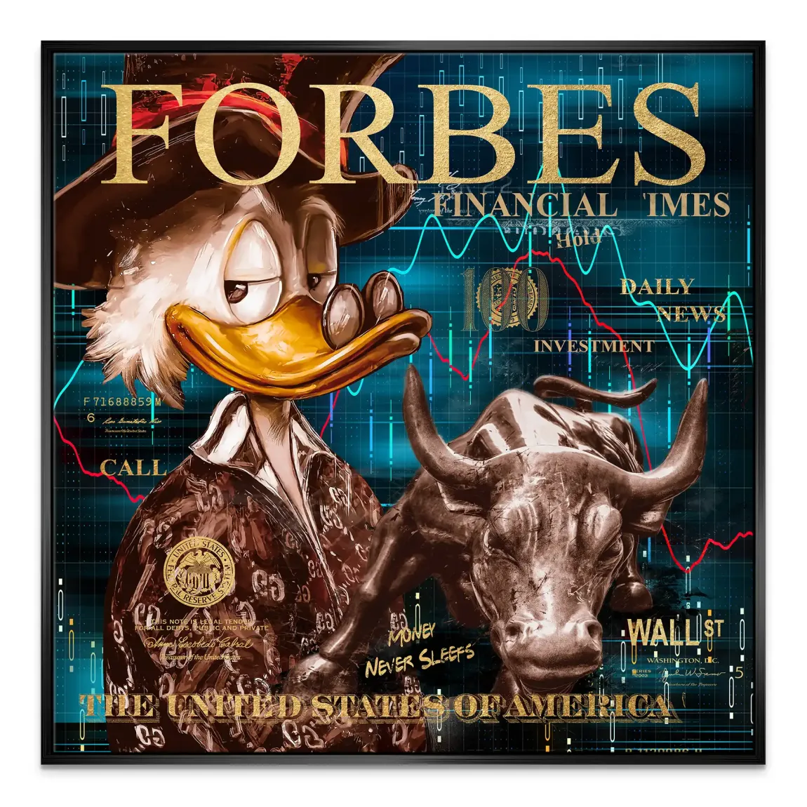 Dagobert Duck Wallstreet Leinwand Bild